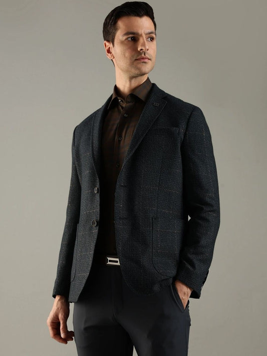 Tommy Hilfiger Checked Notched Lapel Single-Breasted Blazer