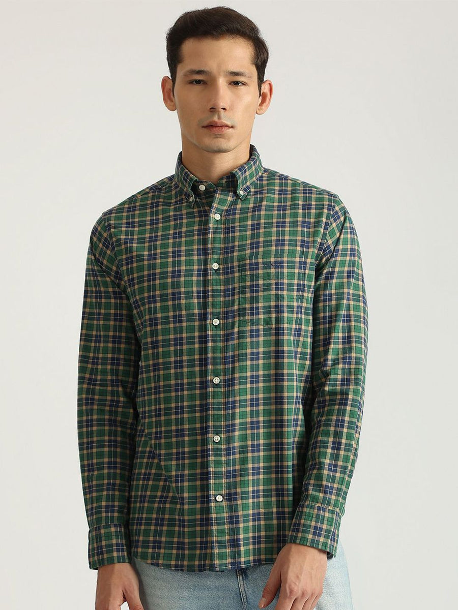 GANT Men Button-Down Collar Tartan Checked Cotton Casual Shirt