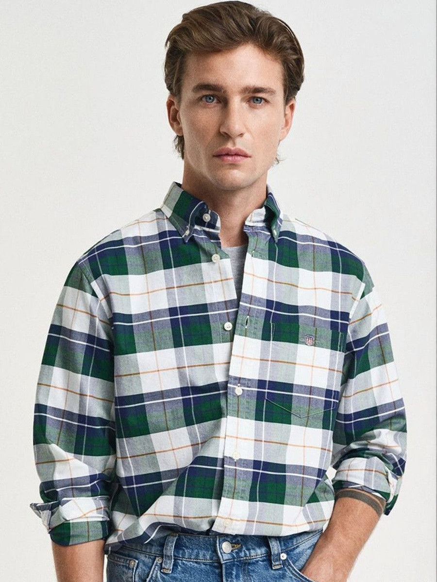 GANT Classic Fit Tartan Checks Button Down Collar Long Sleeves Cotton Shirt