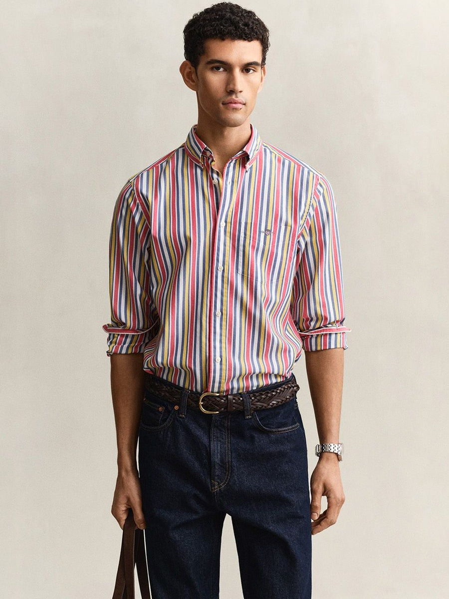 Gant Men Multicolor Striped Regular Fit Poplin Shirt