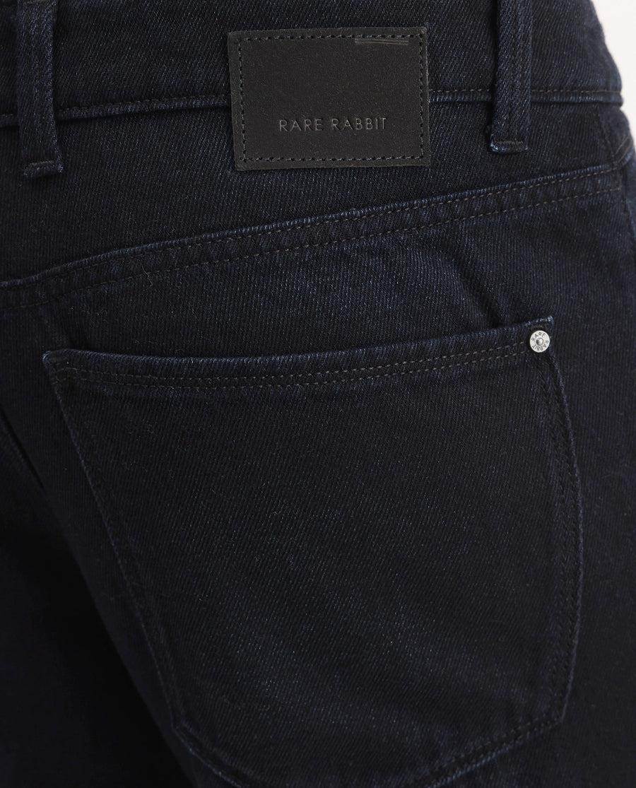 Rare Rabbit Men's Indy Dark Navy Cotton Blend Plain Morris Regular Fit Jeans