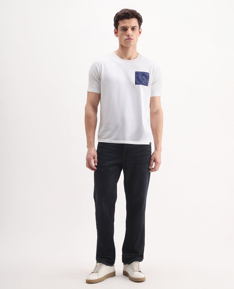 Rare Rabbit Men's Indy Dark Navy Cotton Blend Plain Morris Regular Fit Jeans