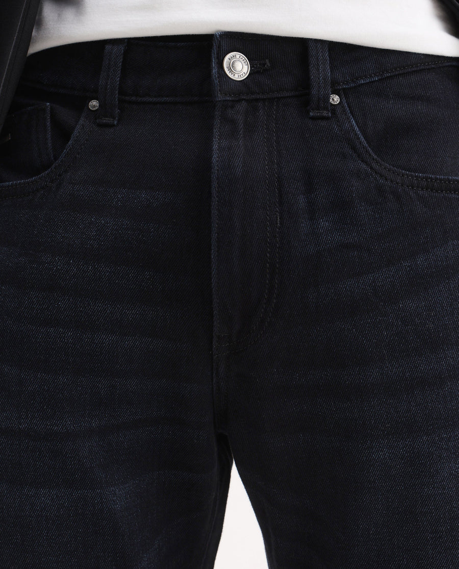 Rare Rabbit Men's Indy Dark Navy Cotton Blend Plain Morris Regular Fit Jeans