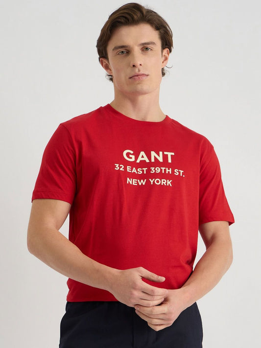 GANT Men Typography Printed Round Neck Cotton T-shirt