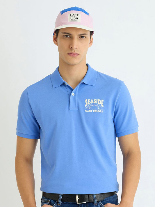 GANT Typography Printed Polo Collar Organic Cotton T-shirt