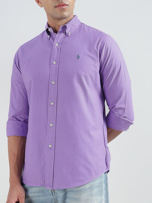 Polo Ralph Lauren Men Solid Button-Down Collar Cotton Casual Shirt