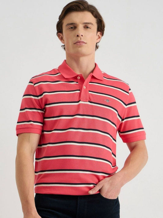 GANT Men Striped Polo Collar Cotton T-shirt