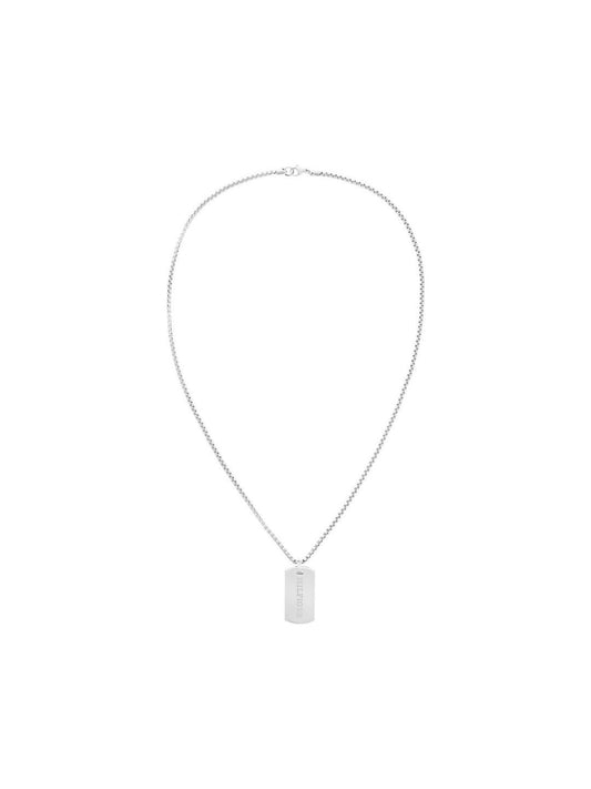 Tommy Hilfiger Men Silver-Plated Pendant with Chain