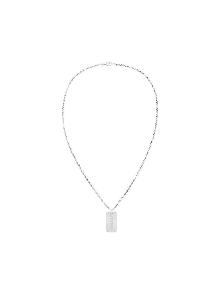Tommy Hilfiger Men Silver-Plated Pendant with Chain