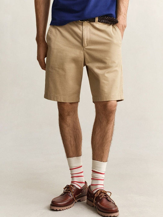 Gant Men Khaki Solid Regular Fit Shorts