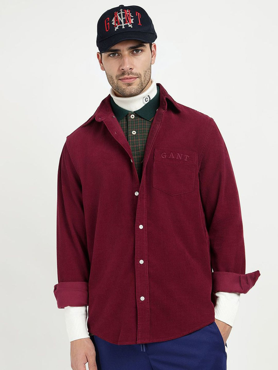 GANT Men Relaxed Fit Solid Spread Collar Pure Cotton Casual Shirt