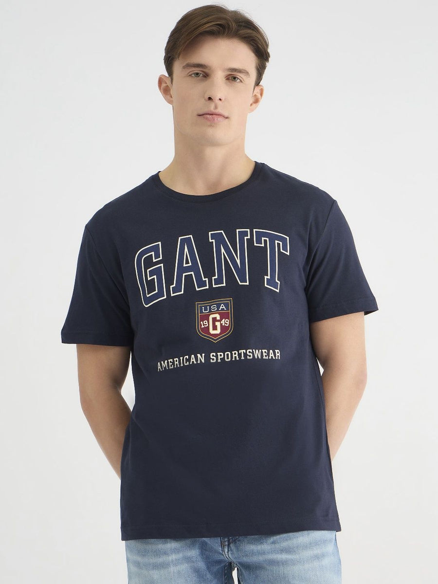 GANT Men Typography Printed Round Neck Cotton T-shirt