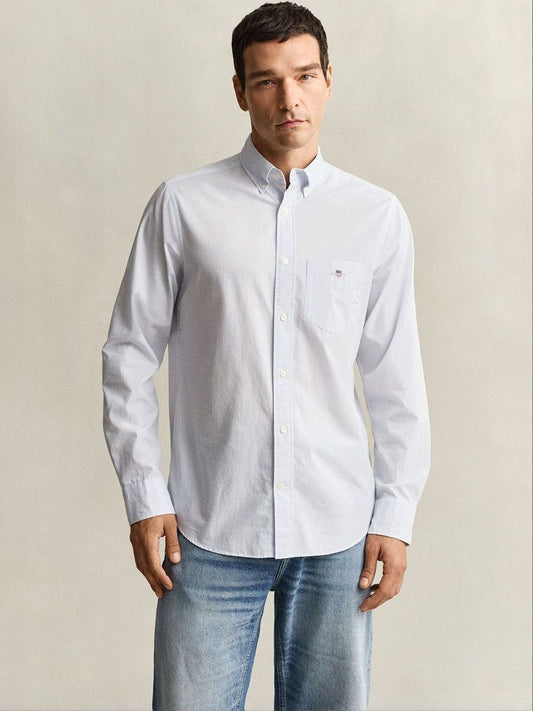 Gant Men Blue Solid Regular Fit Classic Poplin Shirt