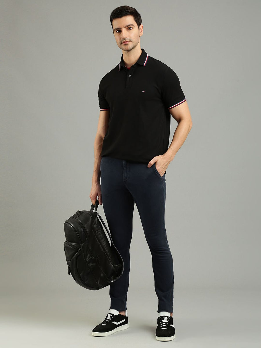 Tommy Hilfiger Men Solid Mid-Rise Regular Fit Chinos Trousers