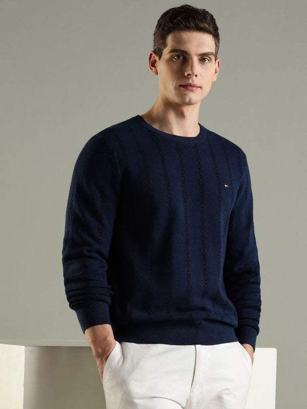 Tommy Hilfiger Men Striped Cotton Pullover Sweaters