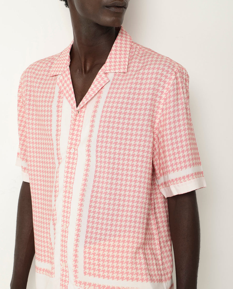 Rare Rabbit Men's Kene Peach Viscose Graphic Print Boxy Fit Half Sleeve Cuban Collar Shirt