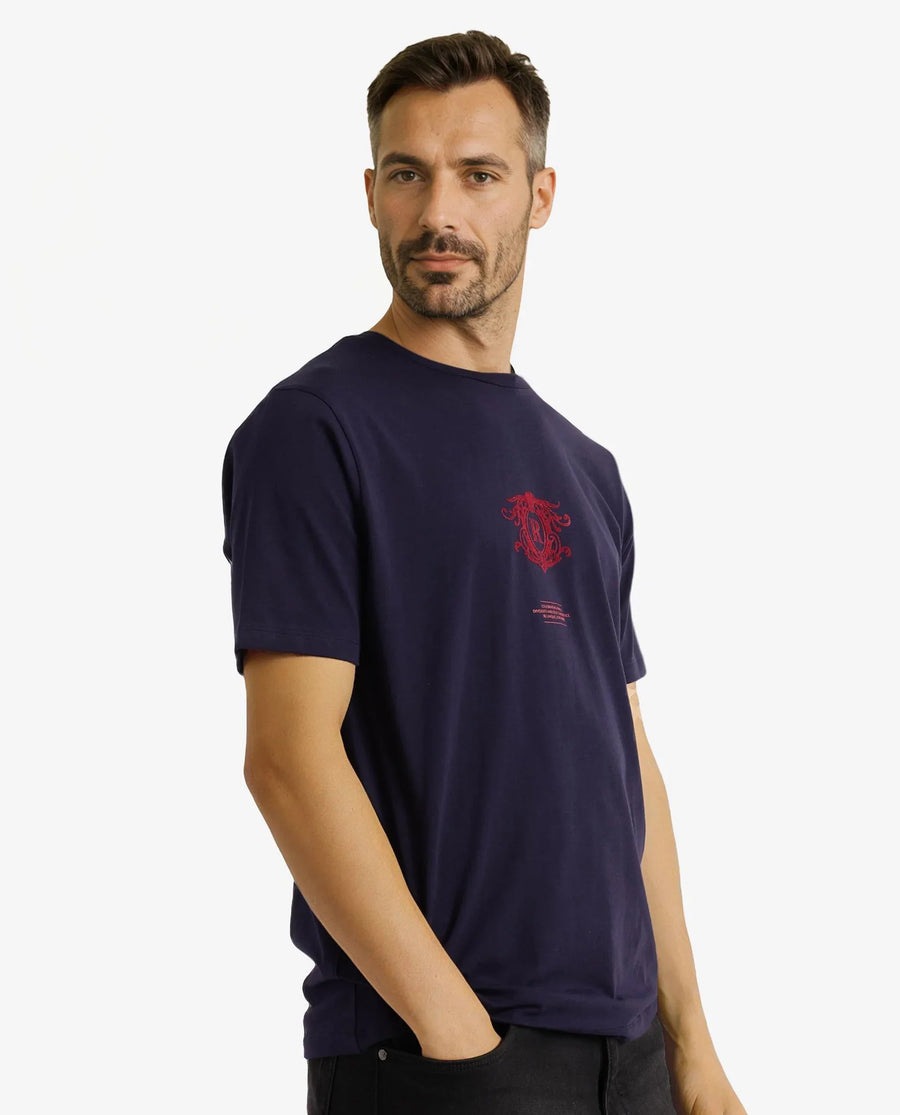 Rare Rabbit Men's Graphic Print Regular Fit Half Sleeve Crew Neck T-Shirt
