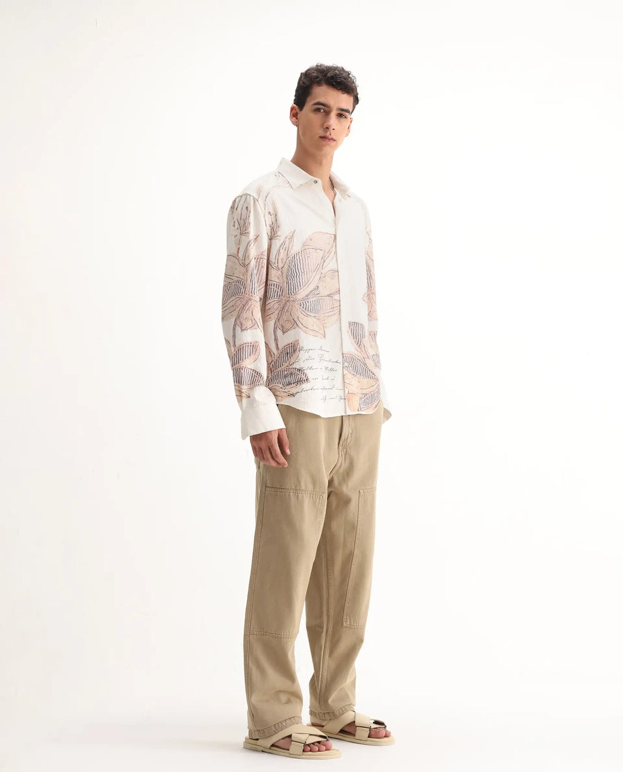 Rare Rabbit Men's Klop Beige Cotton Plain Carpenter Fit Jeans