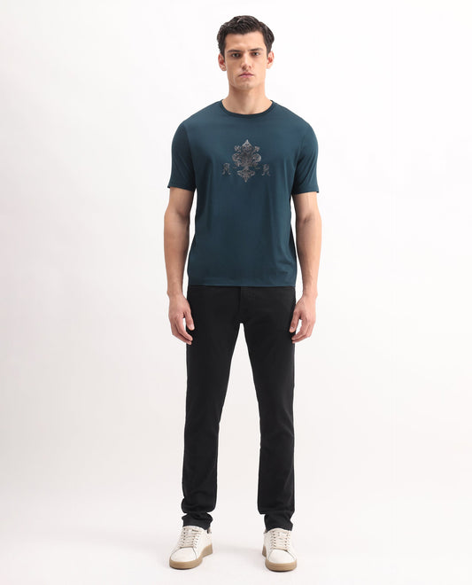 Rare Rabbit Men's Korv-25 Black Cotton Blend Plain Hawk Slim Fit Jeans