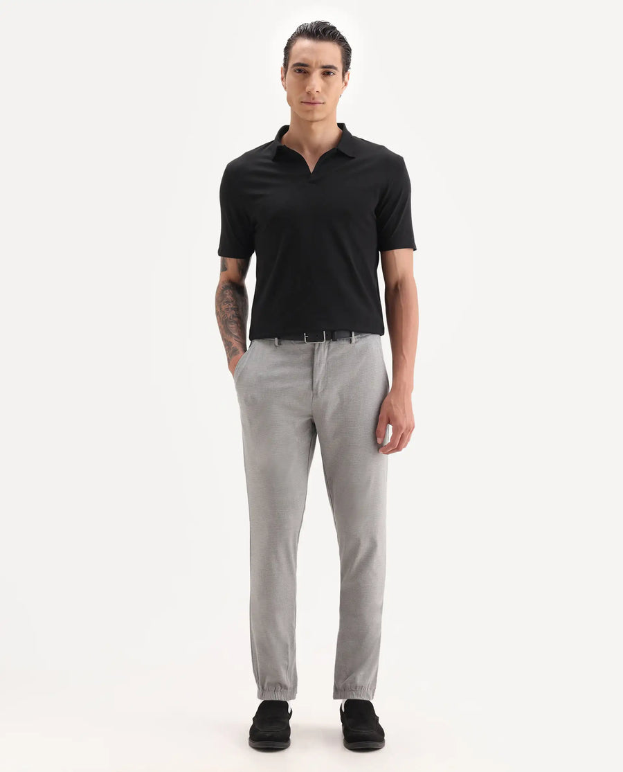 Rare Rabbit Men's Krib-1 Black Cotton Plain Regular Fit Half Sleeve Polo
