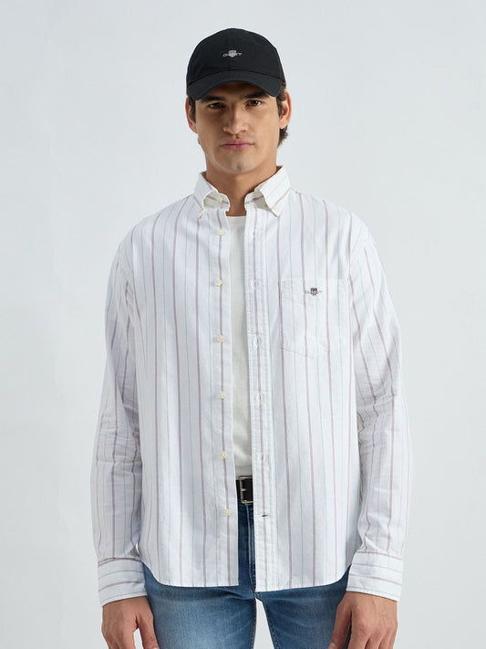 GANT Classic Vertical Striped Button Down Collar Cotton Oxford Shirt