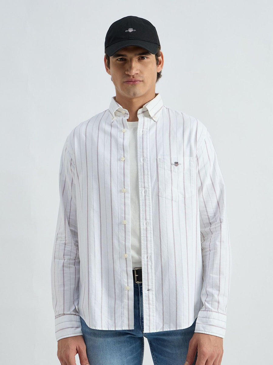 GANT Classic Vertical Striped Button Down Collar Cotton Oxford Shirt
