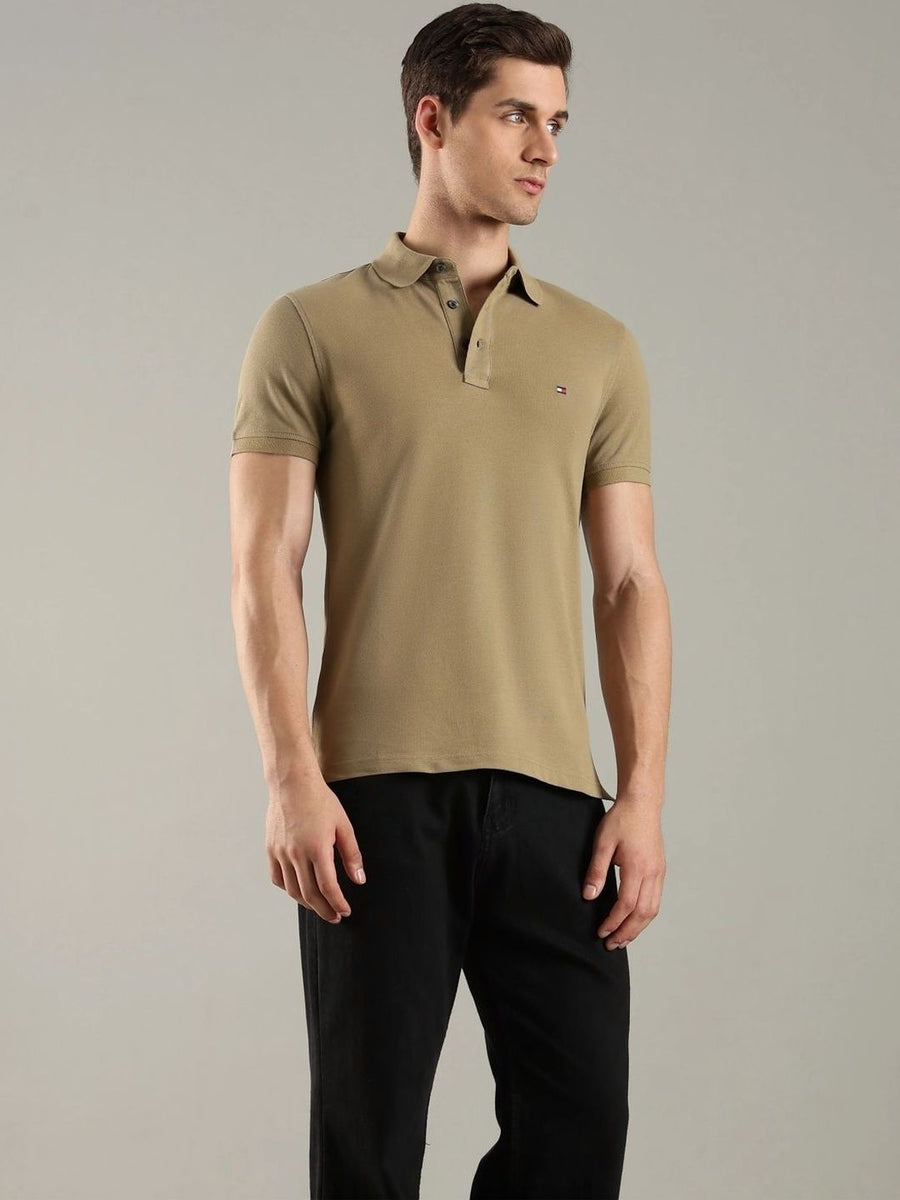 Tommy Hilfiger Men Brand Logo Polo Collar Slim Fit T-shirt