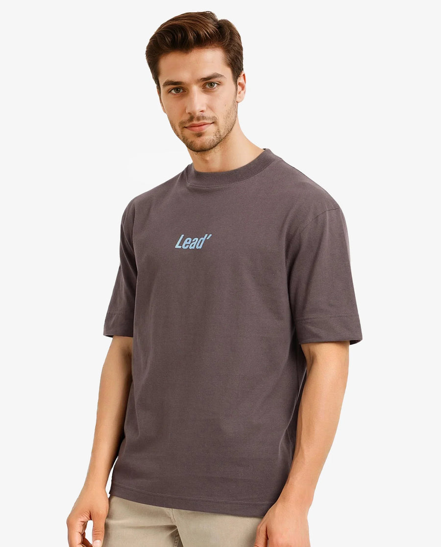 Rare Rabbit Men's Plain Oversized Fit Half Sleeve Crew Neck T-Shirt
