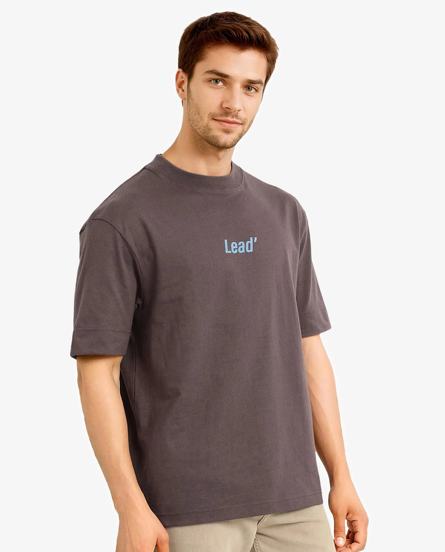 Rare Rabbit Men's Plain Oversized Fit Half Sleeve Crew Neck T-Shirt