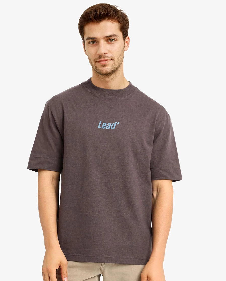 Rare Rabbit Men's Plain Oversized Fit Half Sleeve Crew Neck T-Shirt