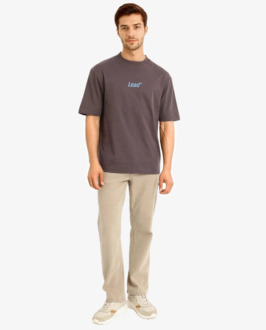 Rare Rabbit Men's Plain Oversized Fit Half Sleeve Crew Neck T-Shirt