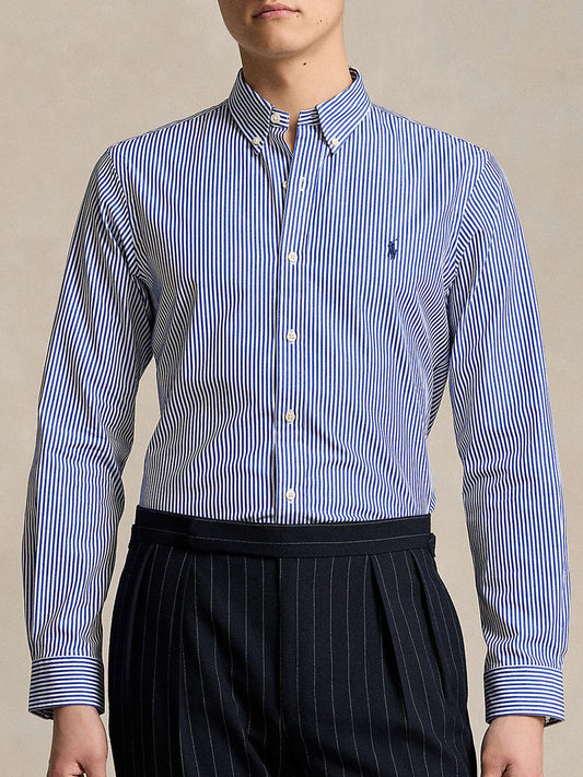 Polo Ralph Lauren Men Vertical Striped Button-Down Collar Cotton Casual Shirt