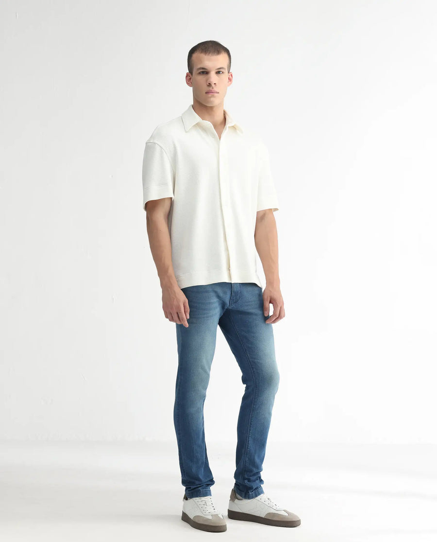 Rare Rabbit Men's Luxen Blue Cotton Plain Hawk Slim Fit Jeans