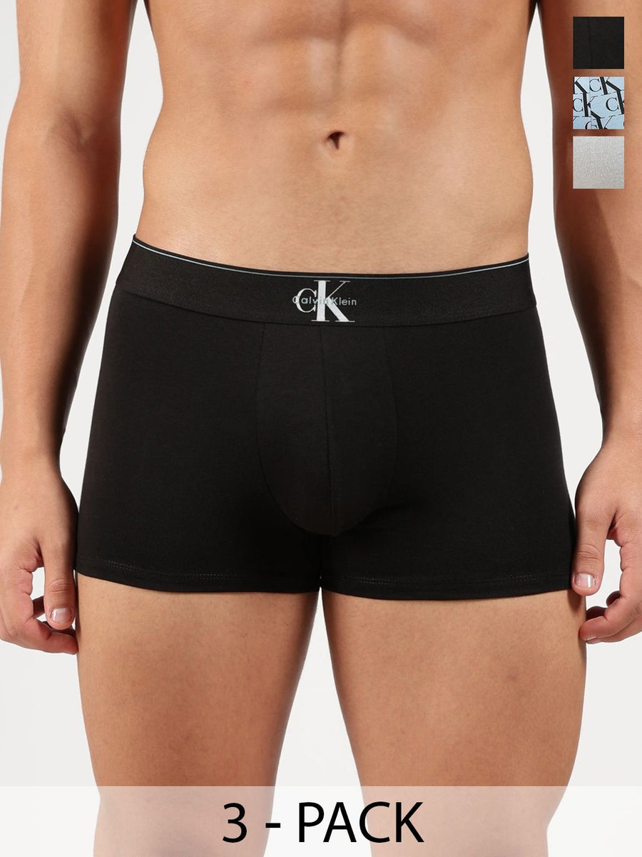 Calvin Klein Underwear Pack of 3 Cotton Assorted Solid Trunks