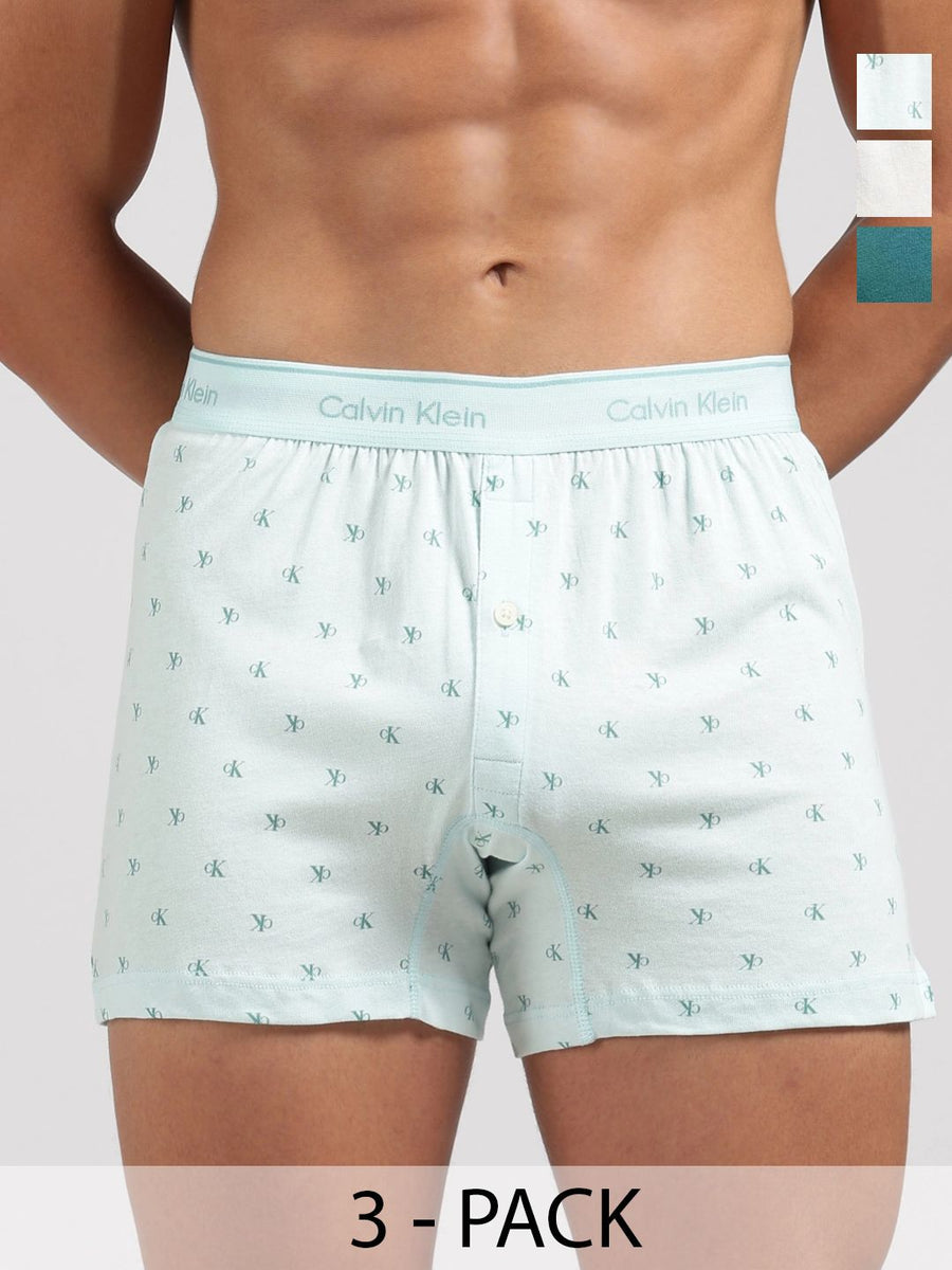 Calvin Klein Underwear Pack Of 3 Printed Mid-Rise Boxers