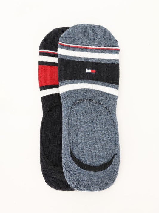 Tommy Hilfiger Men Pack Of 2 Colourblocked Cotton Shoe Liners Socks