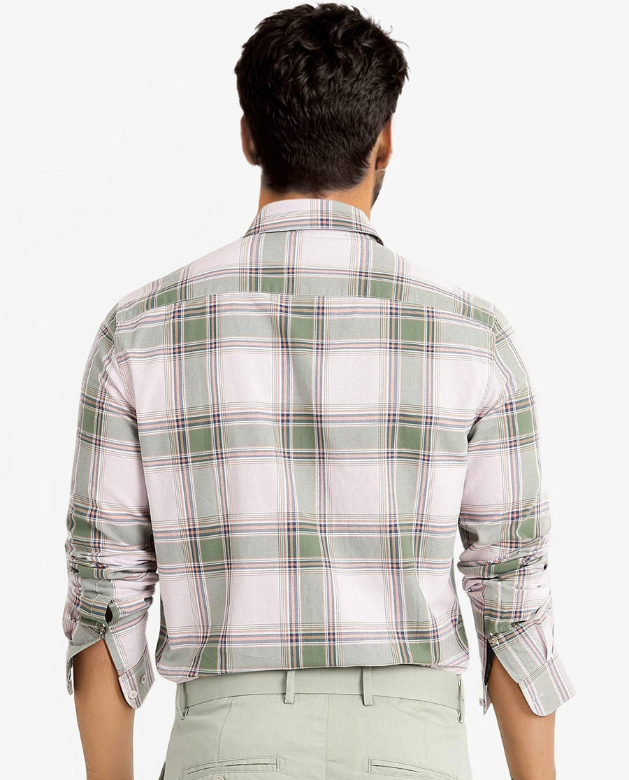 Rare Rabbit Men's Malpy Pink Cotton Checked Print Regular Fit Full Sleeve Collared Shirt