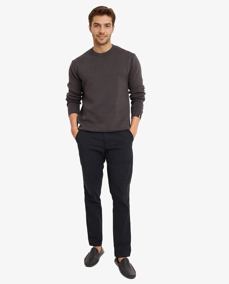 Rare Rabbit Men's Mario Dark Grey Cotton Monogram Print Regular Fit Full Sleeve Crew Neck Sweater
