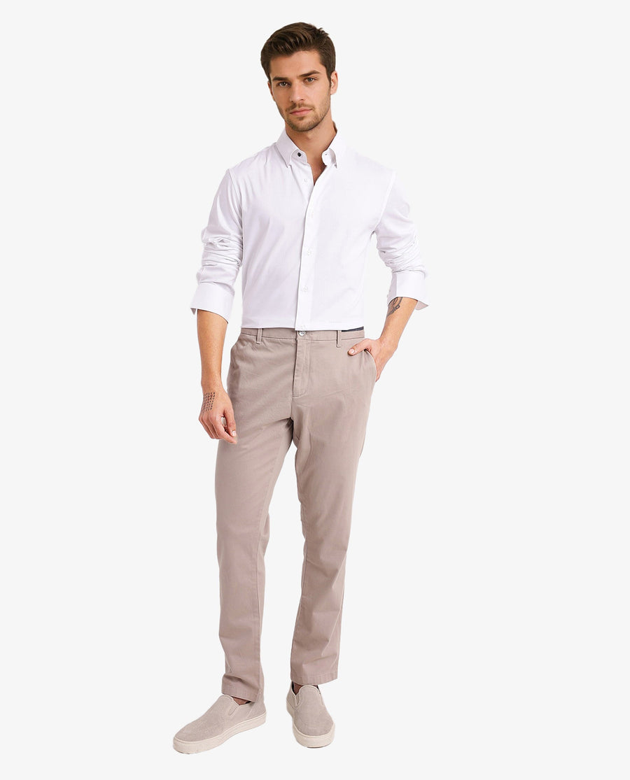 Rare Rabbit Men's Mawz White Cotton Blend Plain Regular Fit Full Sleeve Collared Shirt