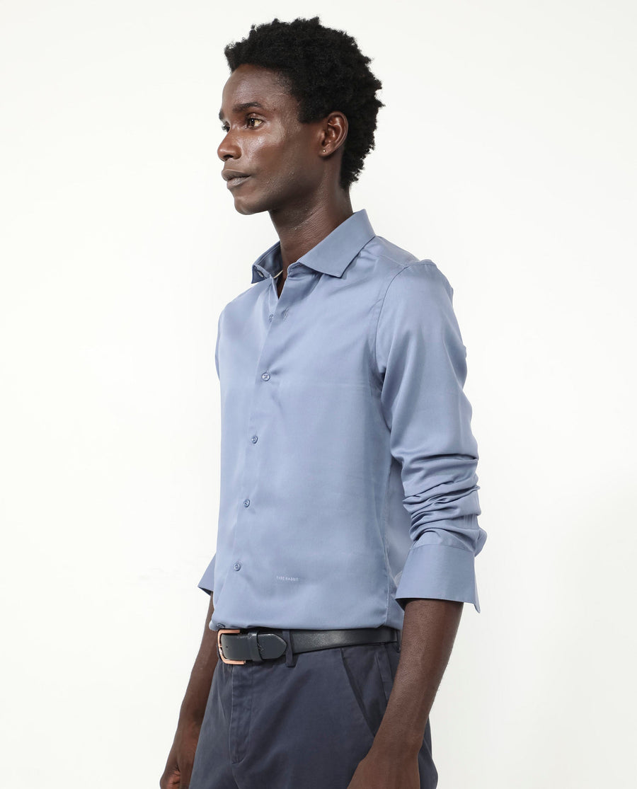 Rare Rabbit Men's Memo Ls Pastel Blue Tencel Plain Regular Fit Full Sleeve Collared Shirt