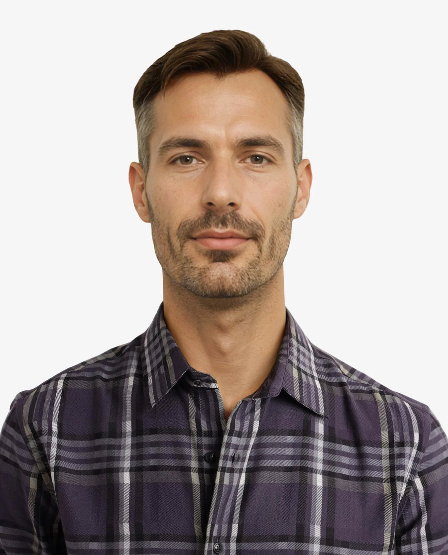 Rare Rabbit Men's Mest Navy Cotton Checked Print Regular Fit Full Sleeve Collared Shirt