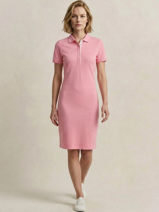Gant Women Pink Solid Stretchable Slim Fit Pique Dress