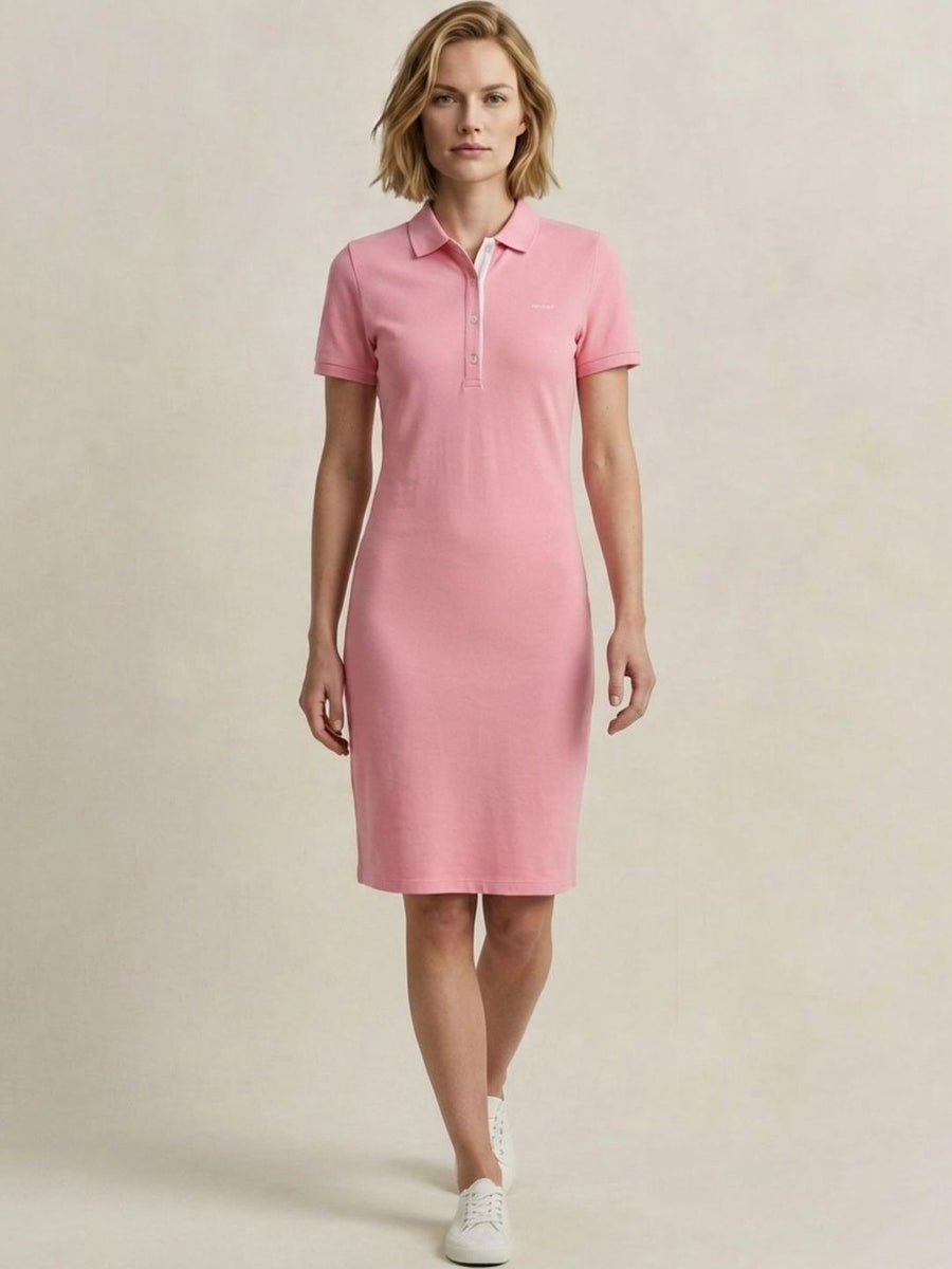 Gant Women Pink Solid Stretchable Slim Fit Pique Dress