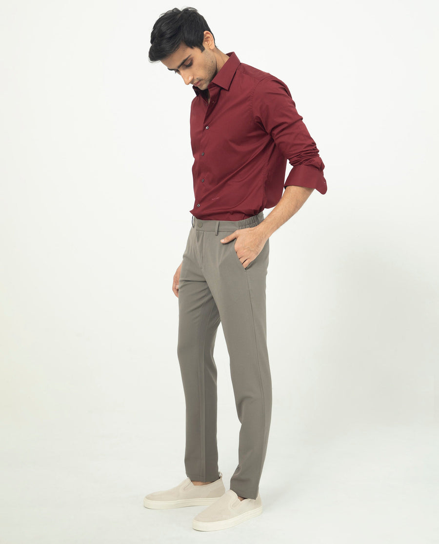 Rare Rabbit Men's Neutons Maroon Cotton Plain Regular Fit Full Sleeve Collared Shirt