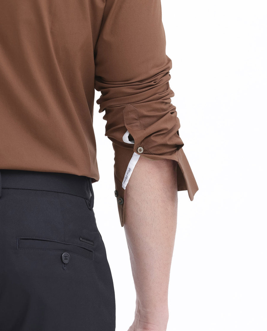 Rare Rabbit Men's Neutron8 Brown Cotton Plain Regular Fit Full Sleeve Collared Shirt