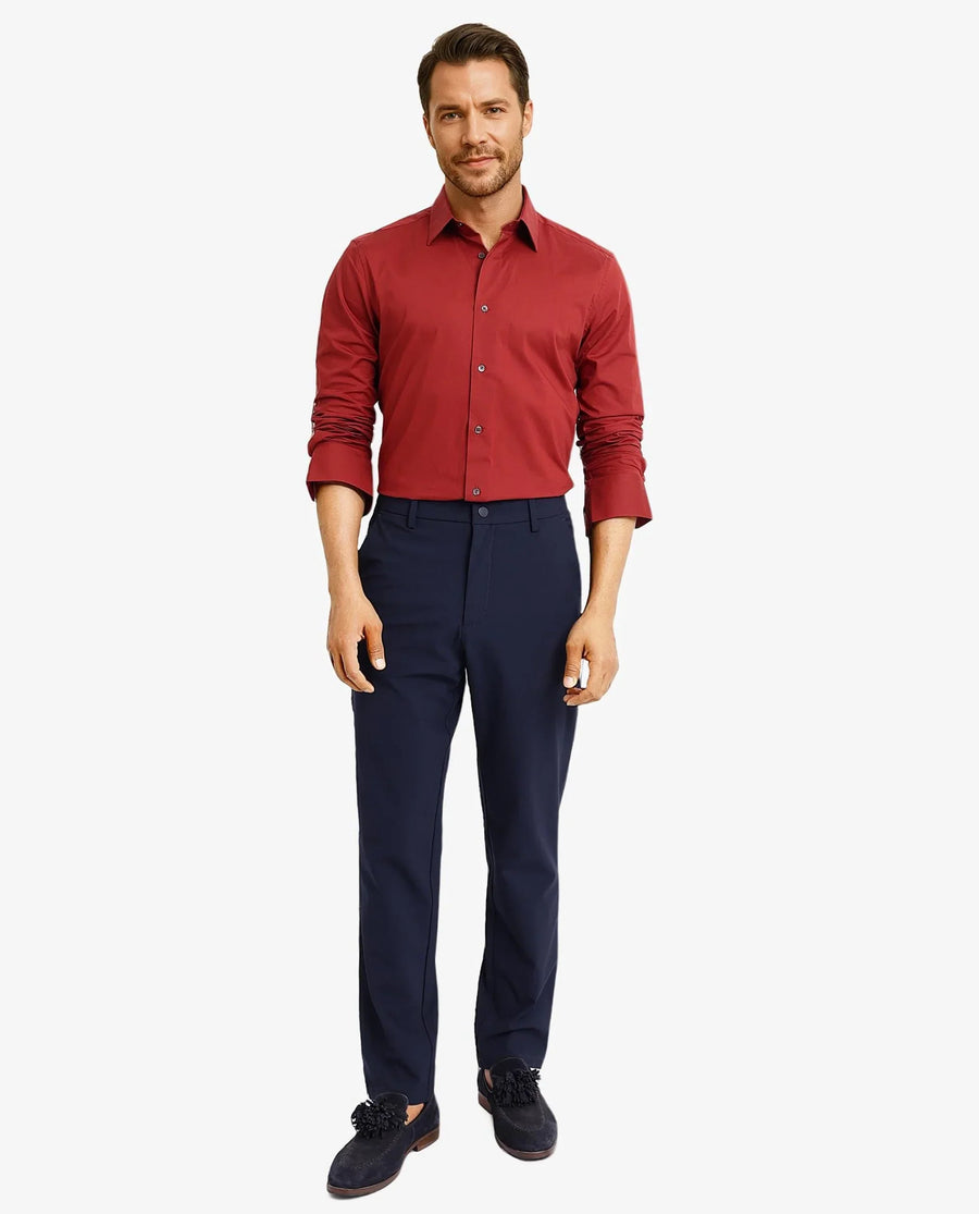 Rare Rabbit Men's Neutron-9 Rust Cotton Plain Regular Fit Full Sleeve Collared Shirt