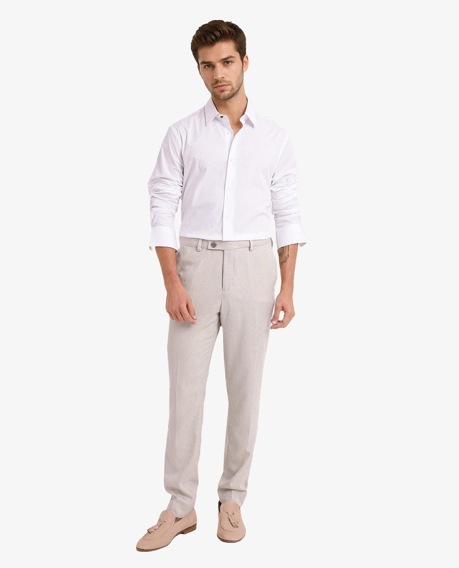Rare Rabbit Men's Neutron-9 White Cotton Plain Regular Fit Full Sleeve Collared Shirt