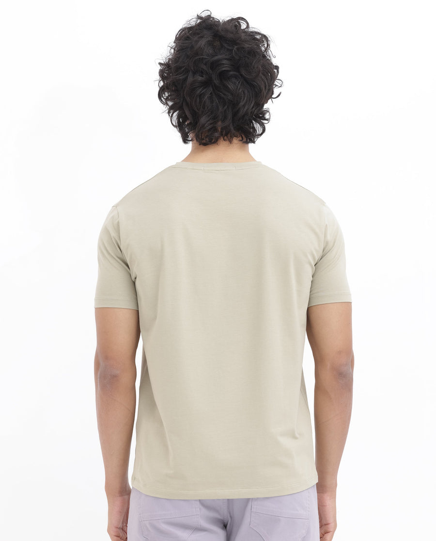 Rare Rabbit Men's Noir Light Green Cotton Blend Graphic Print Regular Fit Half Sleeve Crew Neck T-Shirt