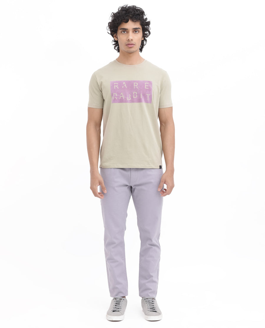 Rare Rabbit Men's Noir Light Green Cotton Blend Graphic Print Regular Fit Half Sleeve Crew Neck T-Shirt