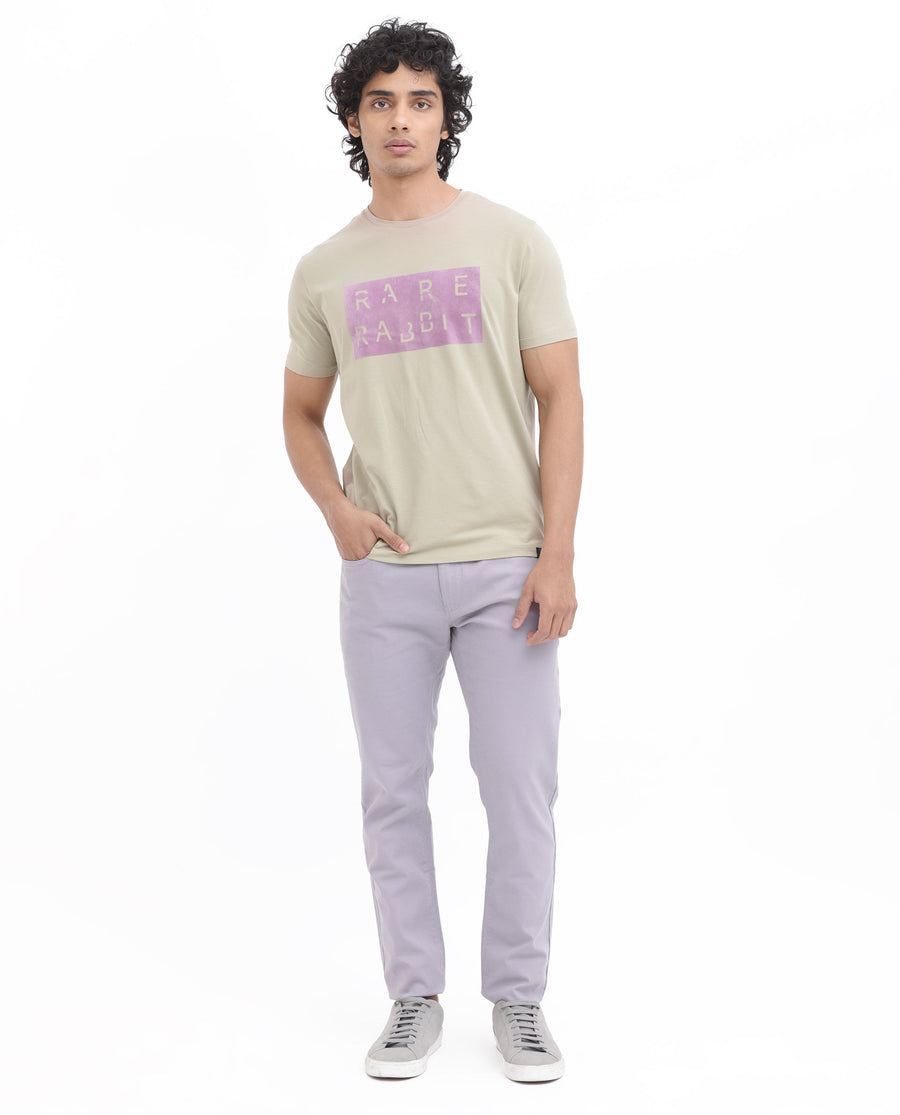 Rare Rabbit Men's Noir Light Green Cotton Blend Graphic Print Regular Fit Half Sleeve Crew Neck T-Shirt